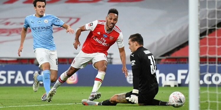 Dua gol Aubameyang Bawa Arsenal Lewati City Menuju Final Piala FA