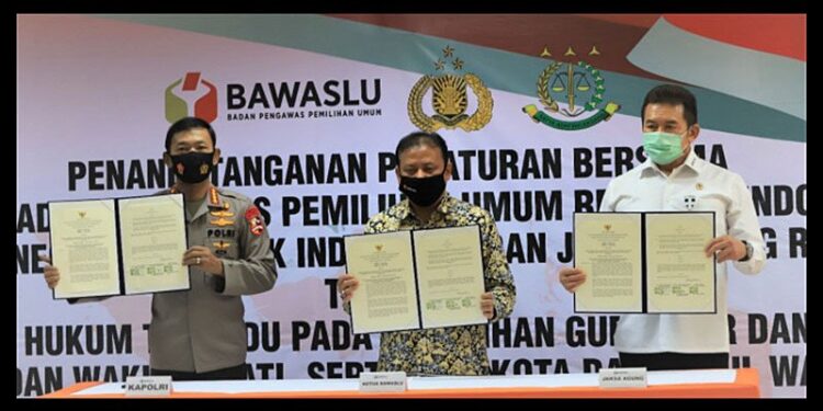 Bawaslu Teken “MoU” Gakkumdu Bersama Kepolisian dan Kejaksaan
