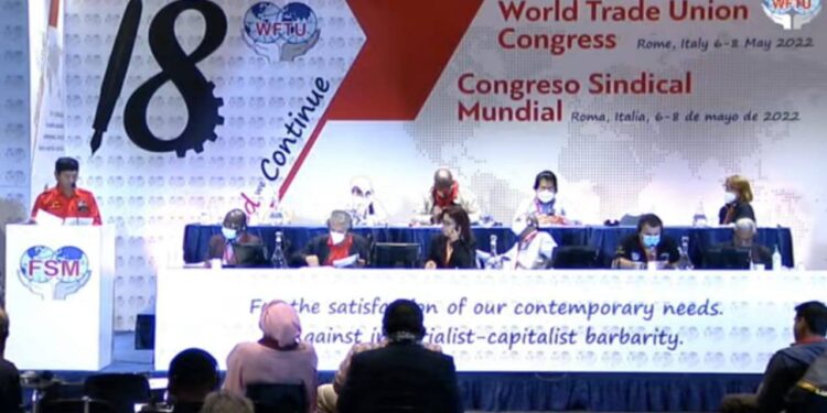 Sekjend KASBI Hadir di Kongres WFTU ke-18 di Roma, Singgung Omnibus Law