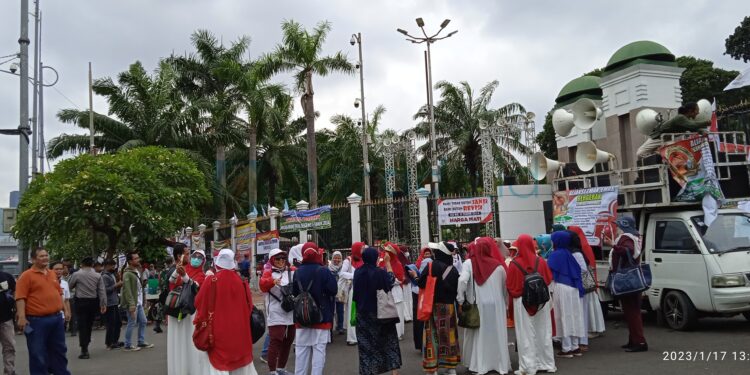 Aksi Unjuk Rasa Aliansi Emak-emak Bergerak (AEB) di Depan Gedung DPR RI