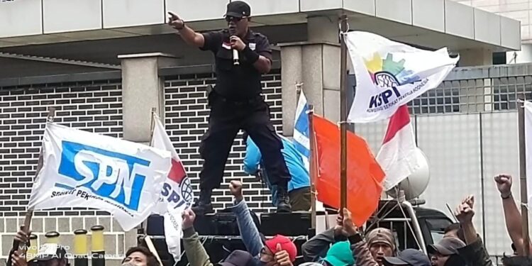 Aksi SPN DKI Jakarta di Kedubes Korsel Hari Ini