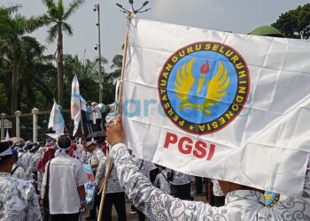 Aksi Unjuk Rasa Persatuan Guru Seluruh Indonesia (PGSI) di DPR RI
