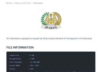 34 Juta Data Paspor Warga Indonesia Diduga Bocor dan Diperjualbelikan
