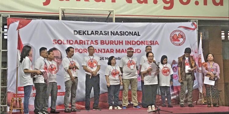 Solidaritas Buruh Indonesia for Ganjar-Mahfud Dideklarasikan di GOR Otista