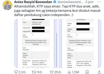 Dua KTP Anak Anies Baswedan Dicatut Dukung Bacagub Independen