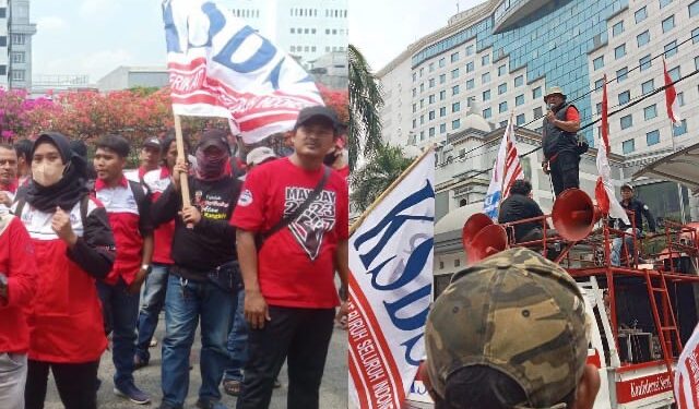 Ketua PK Golden Boutique di-PHK, Ratusan Buruh Kamiparho Jakarta Unjuk Rasa