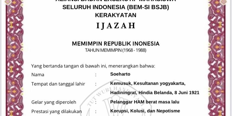 BEM SI BSJB Kerakyatan Tuntut Pencabutan TAP MPR Soeharto Pahlawan