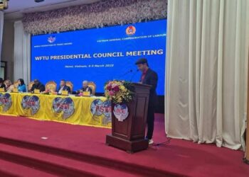 Pidato Ketum KASBI Sunarno di WFTU Vietnam Singgung Ekonomi Indonesia dan Ciptaker